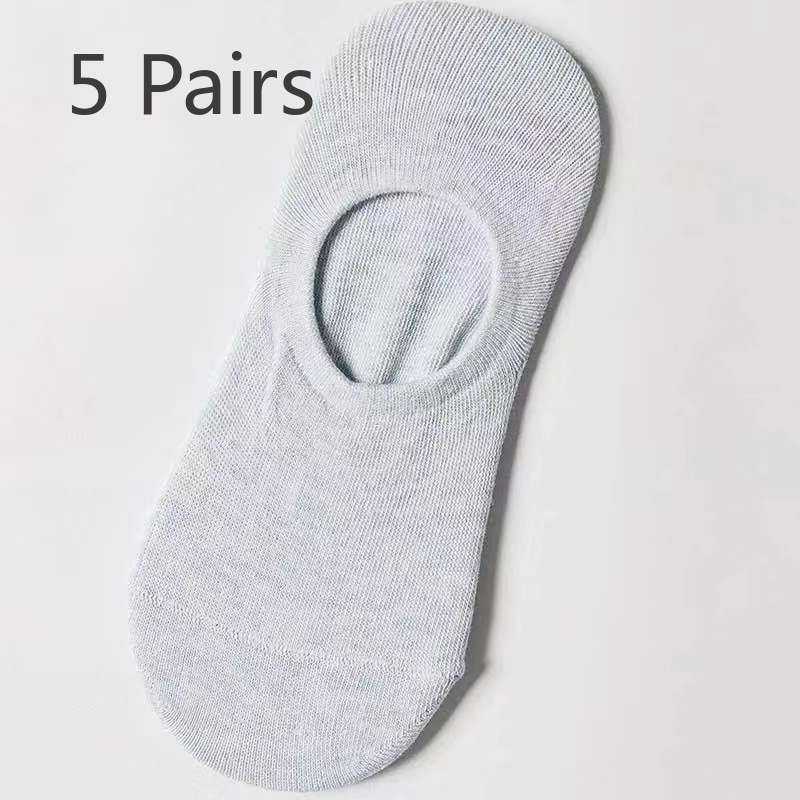 

5 пар женских летних тонких однотонных силиконовых невидимых носков-лодочек 5 Pairs синий
