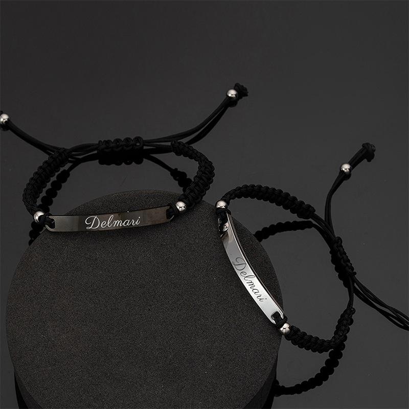 Customizable for Bestseller Laser-Engraved Curved-Plate Unisex Bracelet Fashionable Personalized Stainless Steel Braided