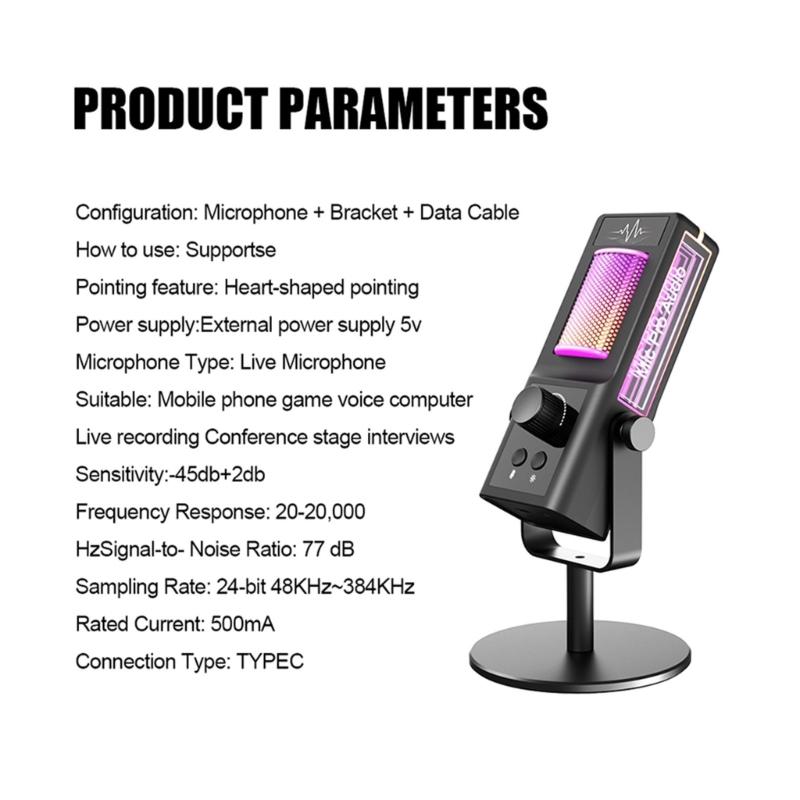 Gaming Microphone With Advanced Noise Cancellation For Clear Recording In Live Streaming Mobile Applications