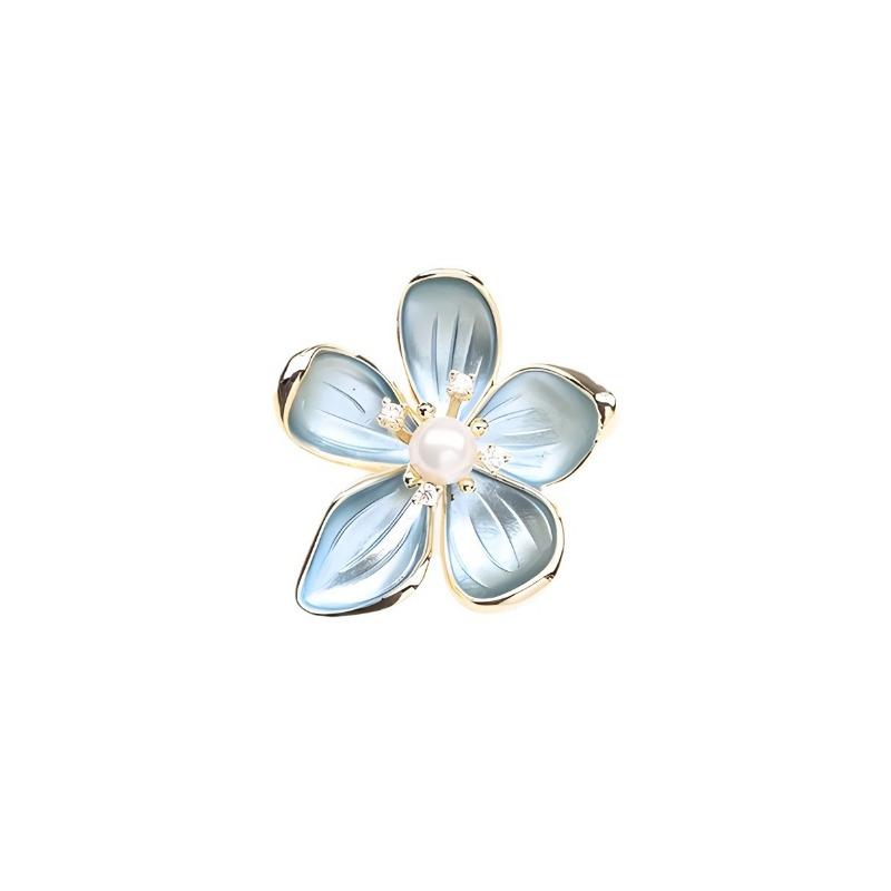 Simple and Elegant Crabapple Flower Brooch, High-end Women's Exquisite Pearl Brooch, Elegant Oil-dripping Flower Pin