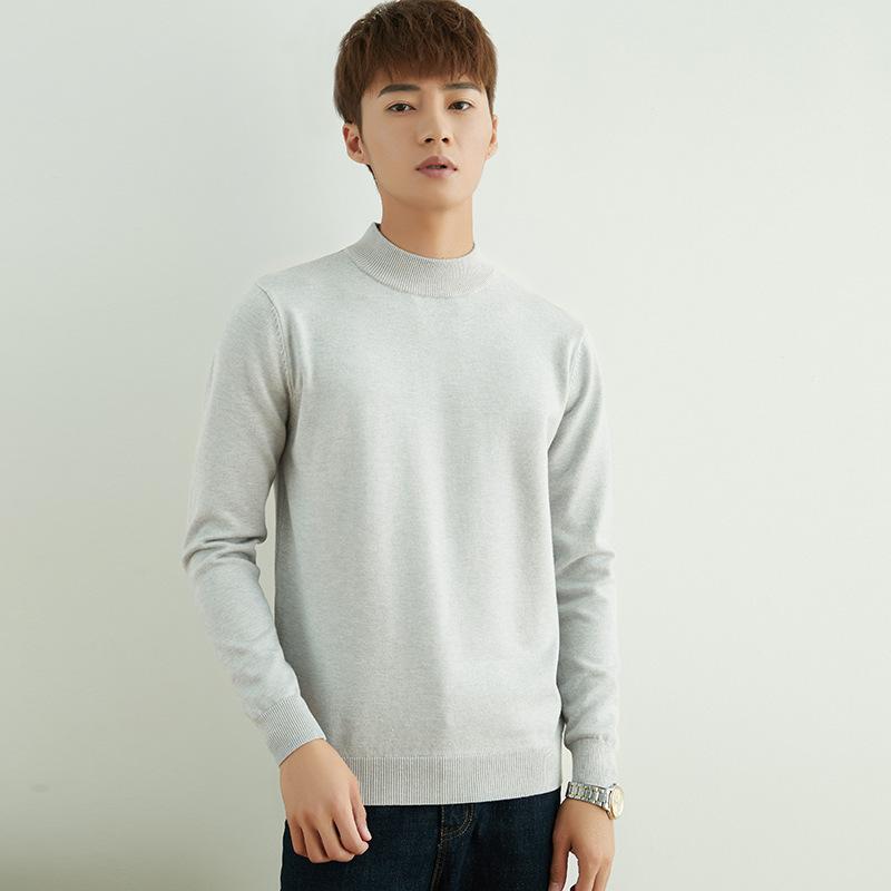 Fall and Winter Semi-turtleneck Sweater Men's Pullover Loose Solid Color Handsome Knit Sweater Fashion Versatile Bottoming Wool Sweater Long-sleeved