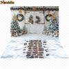 Mocsicka Christmas Photography Background Winter Snow Xmas Tree White Door Decoration Happy New Year Party Photo Backdrop Banner
