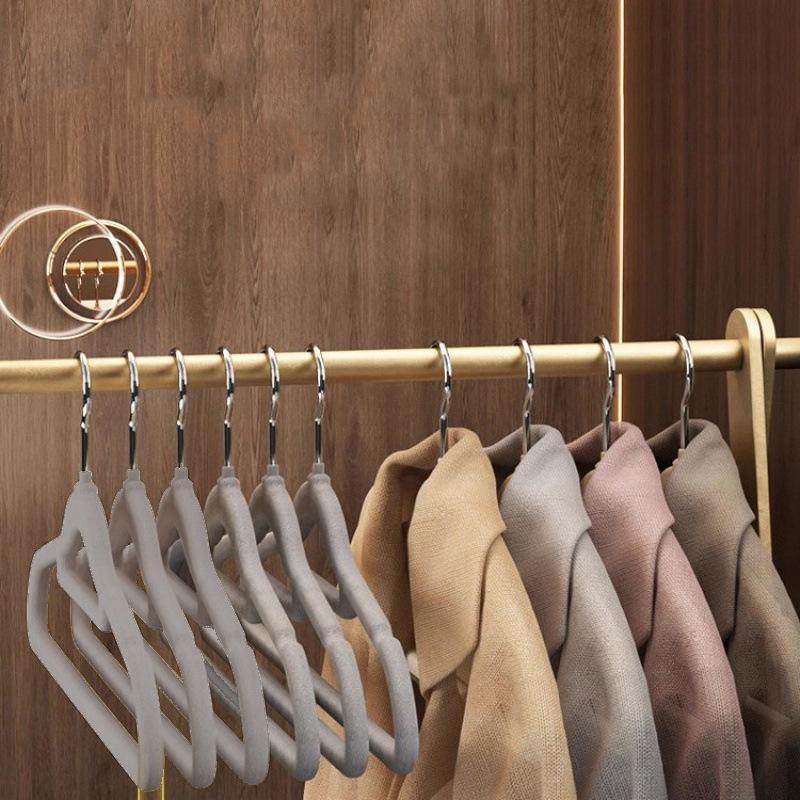 Durable Gray Flocked Hangers Set - 10 Piece Multifunctional Wardrobe Storage & Drying Solution