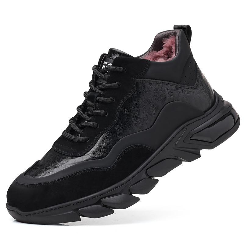 2025 winter new leather wool men's cotton shoes velvet warm student sports leisure fashion leather shoes men's shoes