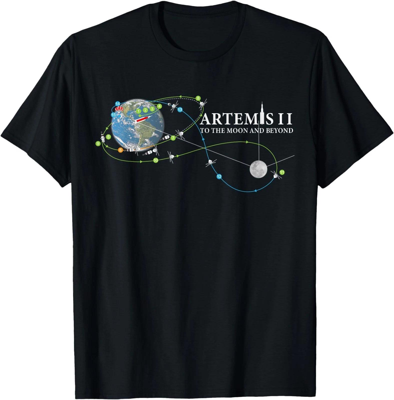 Artemis 2 Route Map SLS Rocket 2024 To The Moon And Beyond T-Shirt L