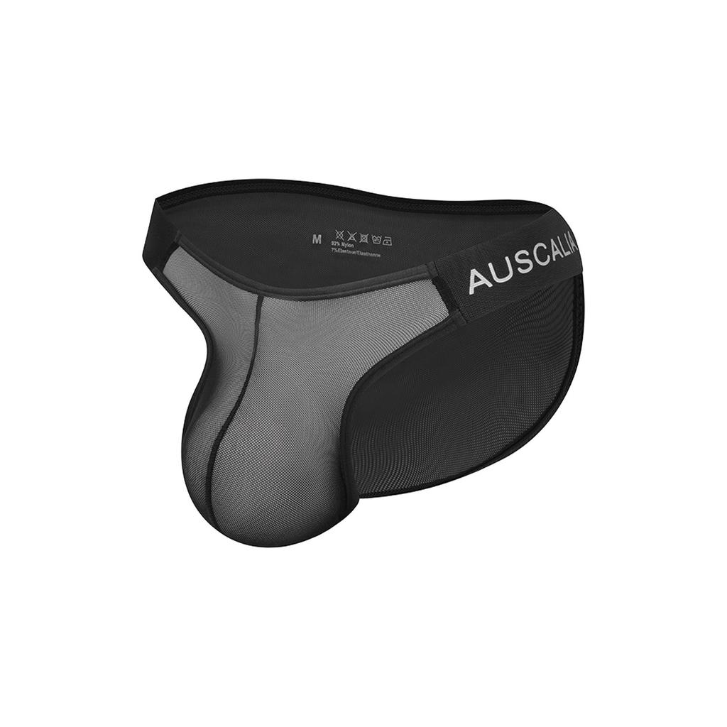 AUSCALIA Men's Ultra-Thin Transparent Ice Silk Low-Rise Seamless Breathable Briefs