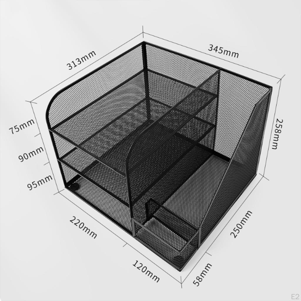 Desk File Organizer Storage Shelf Large Capacity Stable Freestanding Metal Files Rack