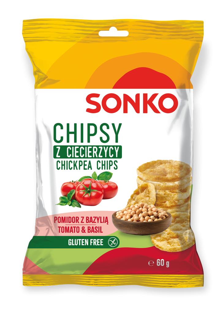 Sonko Čipsy z cizrny s příchutí rajčat a bazalky 60 g
