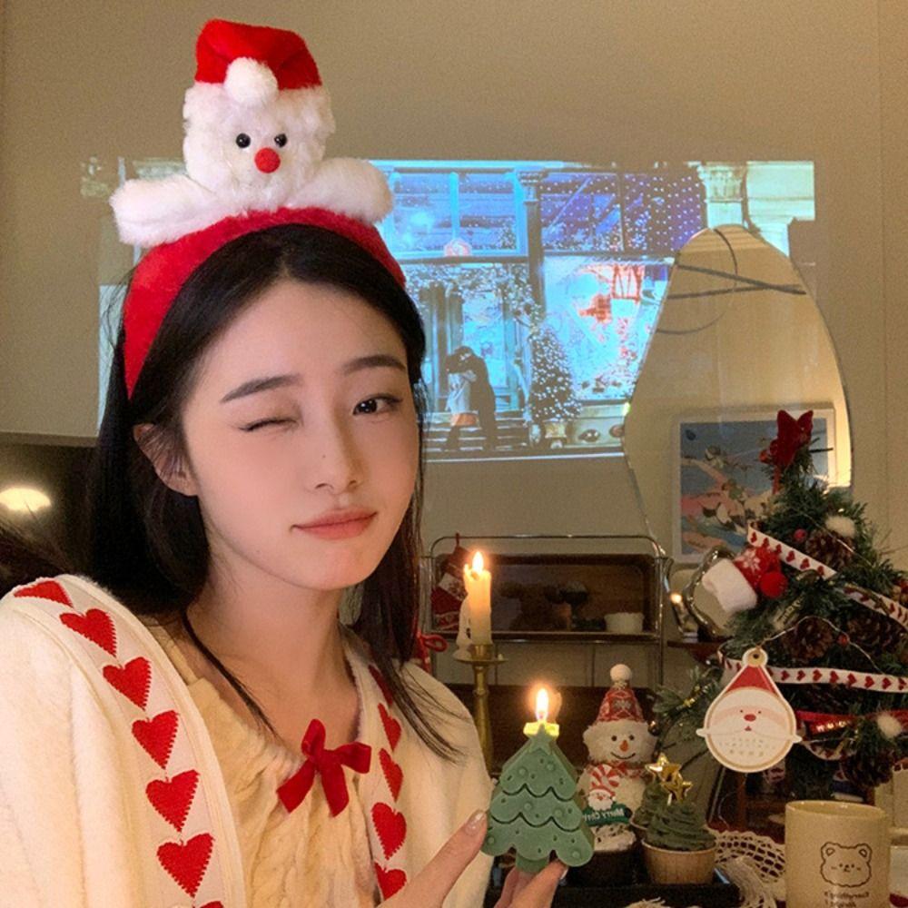 Elk Hair Hoop Antlers Headband Christmas Decoration Red Christmas Hat  Festival Decoration