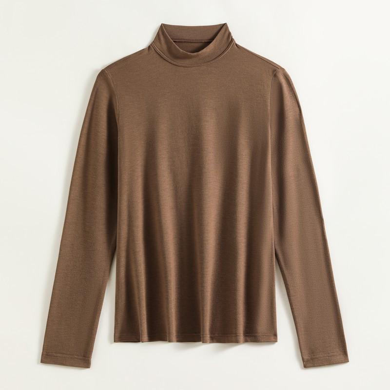 

Женский однотонный облегающий топ из акрилового волокна с высоким воротом и длинными рукавами