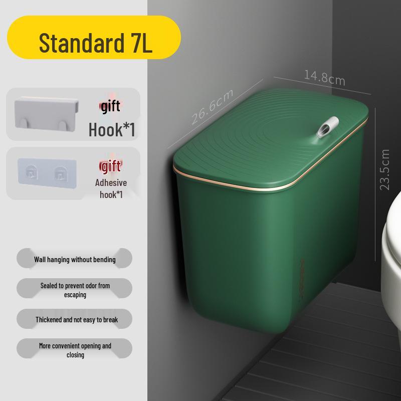 Wall-Mounted Bathroom Trash Can with Lid - Stylish, High-Capacity Design for Living Room and Bathroom