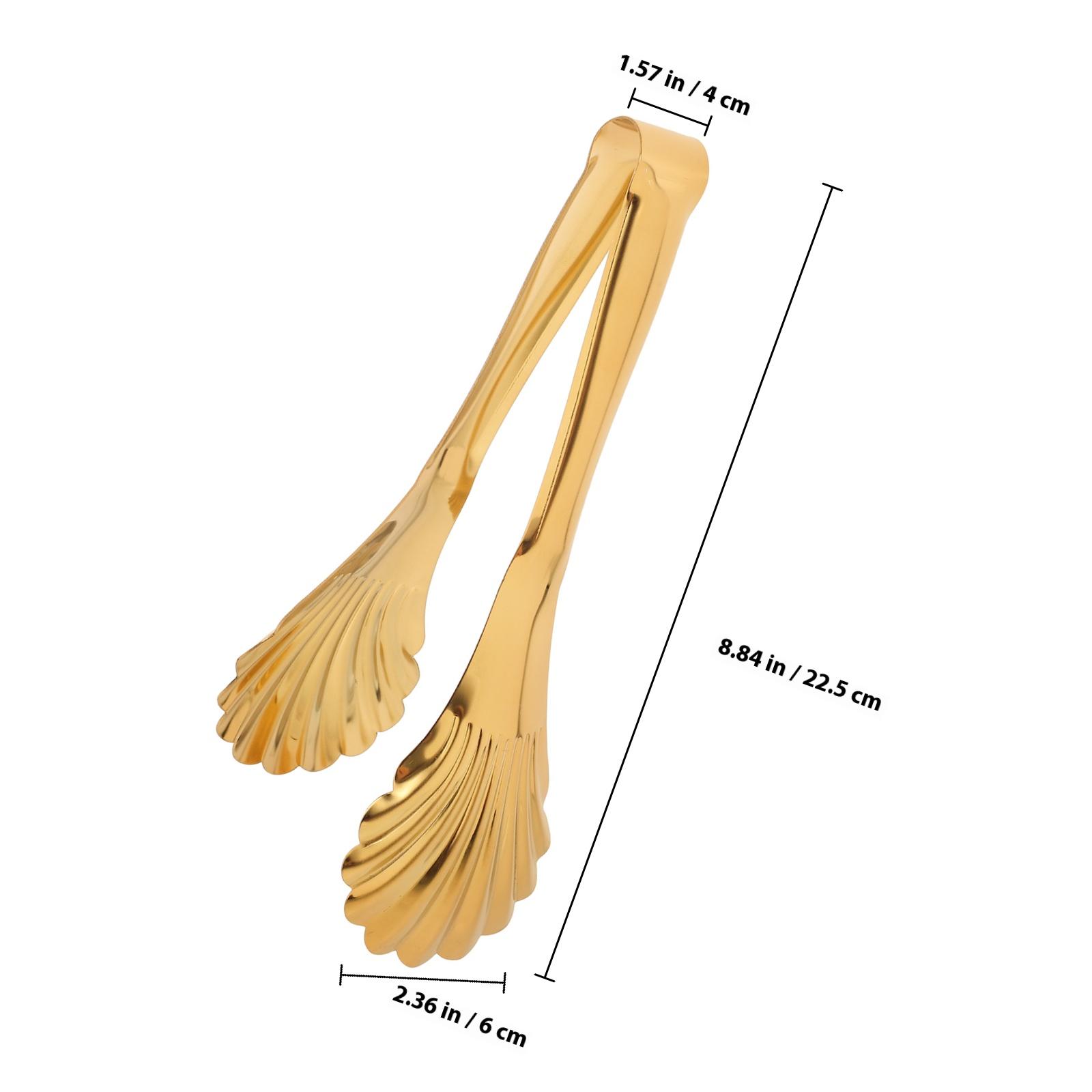 

2pcs Stainless Steel Shell Tongs Colored Plating For Bread Pastries Buffet Catering Salad Bbq Serving Kitchen Utensils Cooking золотистий