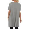 Women's Fashion Casual Short Sleeve Button V-Neck With Pocket Long Top