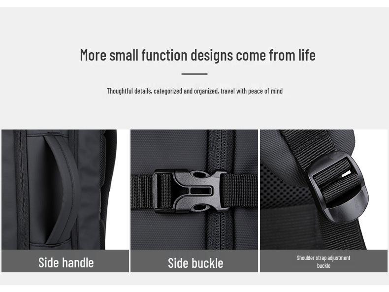 Expandable Water-Repellent Leather Laptop Backpack for Men - Large Capacity, Ideal for Business Trips and Commutes