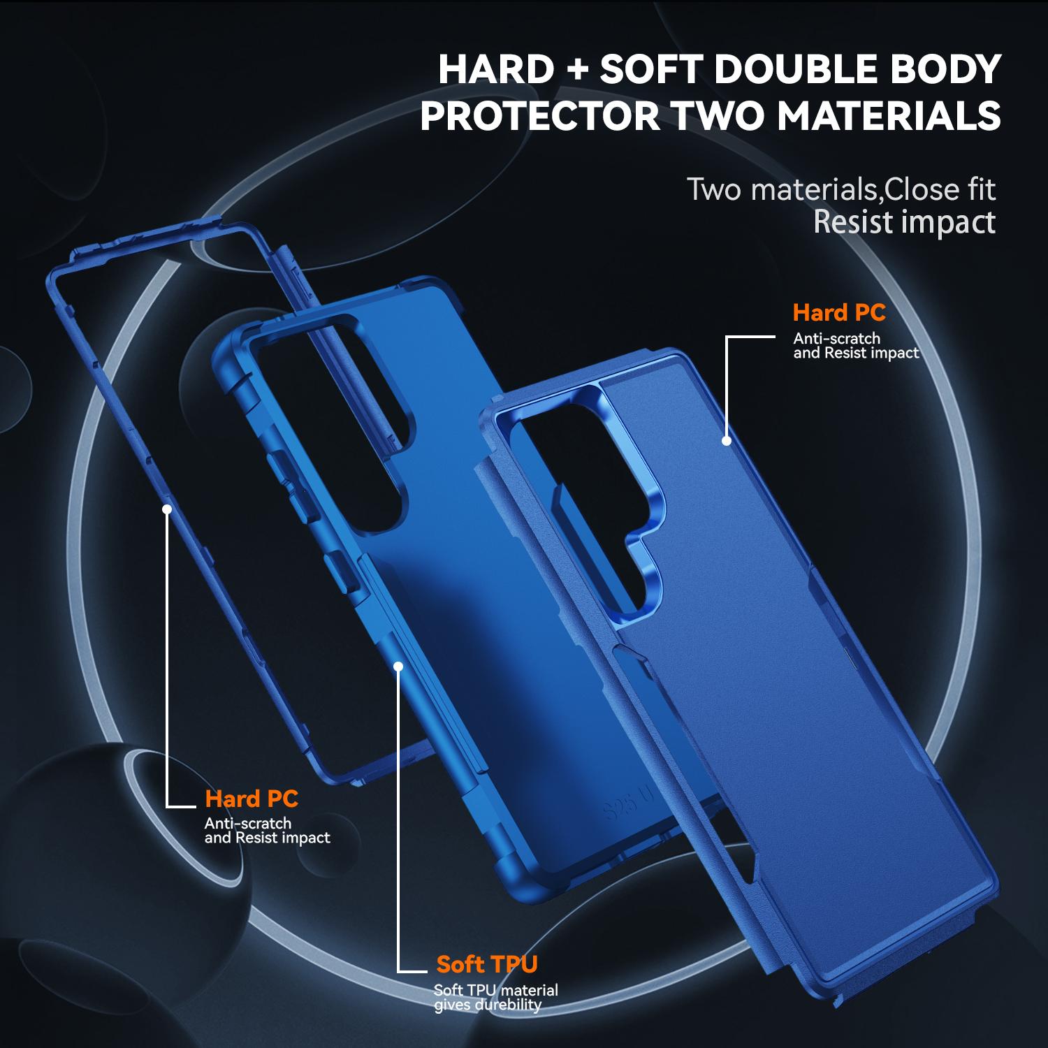 

For Samsung Galaxy S25 Ultra Case 3 in 1 Shockproof TPU PC Phone Cover Sapphire