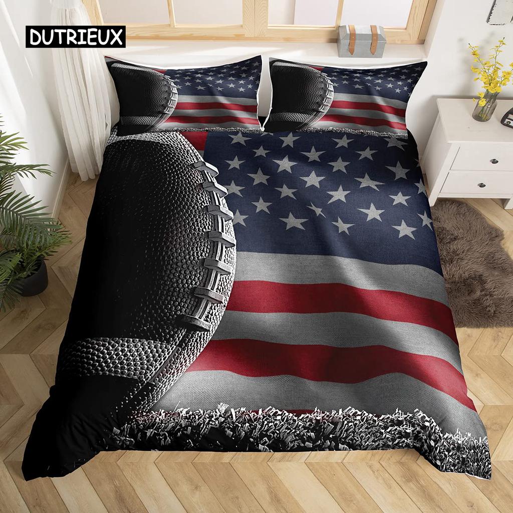 American Flag Duvet Cover Microfiber Bald Eagle Patriot United States Flag Bedding Set Independence Fourth of July Quilt Cover