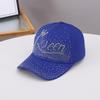 New point diamond QUEEN letter baseball cap European and American fashion diamond-encrusted curved brim cap spot batch