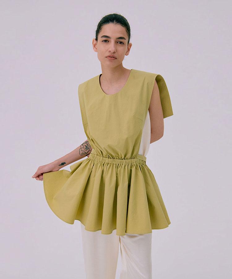 WNDERKAMMER Sailor Collar Layered Top_Olive