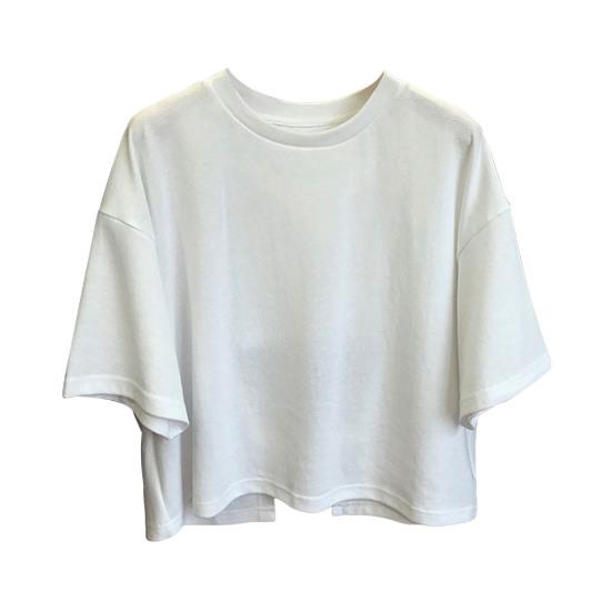 

Yousheng Женские укороченные топы с круглым вырезом и коротким рукавом сзади, однотонные топы для летних каникул, футболка L белый