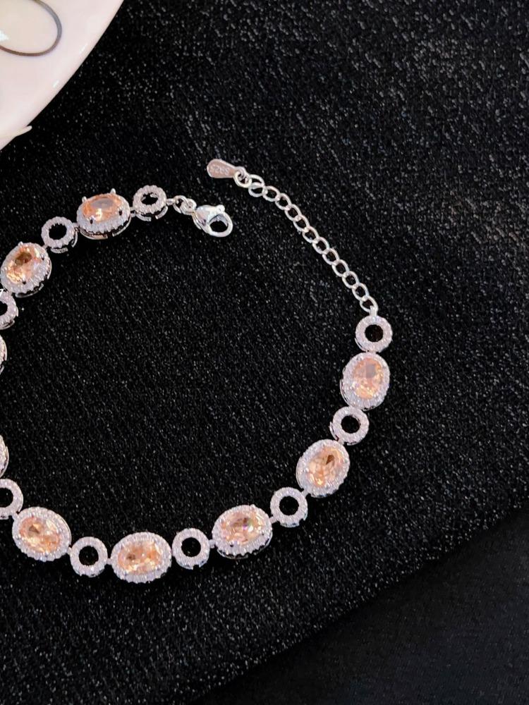 BELLA BOX Exquisite Luxury Handmade Oval Multi-color Zircon Bracelet Suitable For Women's Daily Party Fashion Jewelry