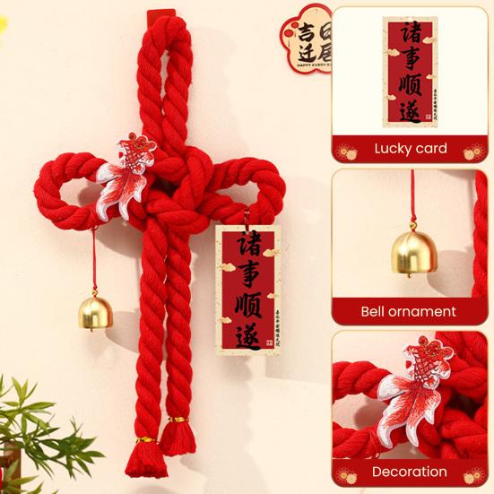 Chinese Wanzi Knot Decoration Red Knot Hanging Lucky Ornaments Door Handle Wall Pendant Feng Shui Good Luck Charm for Spring Festival Car Tree Decor