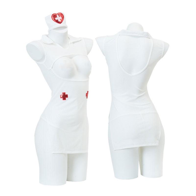 Fancy Ultra Open Bra Lingerie Sets Cosplay Nurse Uniform Sexy Crotchless Nightwear Erotic Costume Dress Sexy Adult