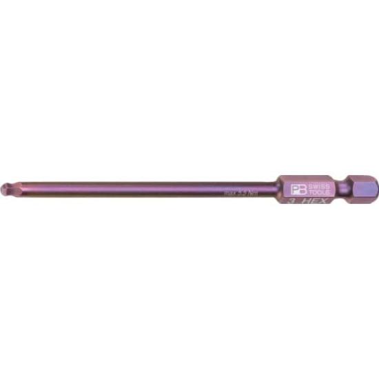 PB Swiss Tools Hex E6 Series Ball Point Long Bit for 3mm Hex 1/4" Sockets, E6L.212/3