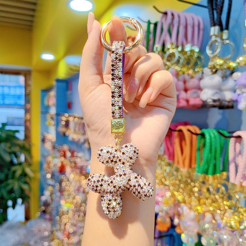 Balloons Dog Keychain With Czech Rhinestones For Gift And Party Decor