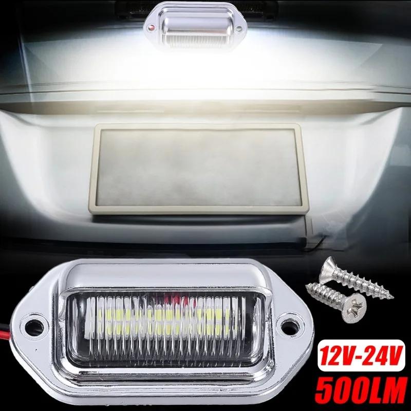 1/2 Stück Auto Kennzeichenbeleuchtung Universal 6 LED LKW Wohnmobil Anhänger Heck Kennzeichen Weiß Leuchtmittel Wasserdicht 12-24V