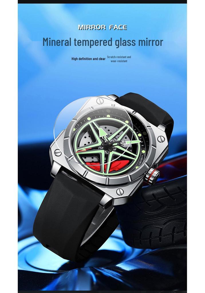 Fashionable Square Star Men's Silicone Waterproof Wristwatch