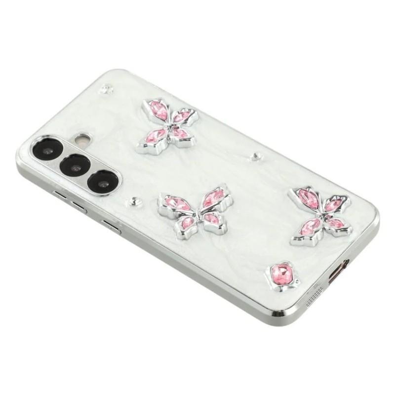 For Samsung Galaxy S23 FE Case WANLONFENG Electroplated Epoxy TPU+Acrylic Phone Cover with Tempered Glass