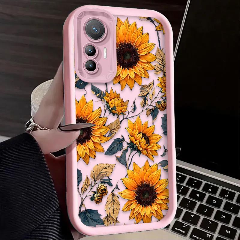 Krásné pouzdro se slunečnicemi pro Xiaomi Poco F7 F6 F5 F4 F3 M5s C65 C75 C71 X7 X6 X5 X4 GT X3 NFC M7 M6 Pro 4G 5G Měkký zadní kryt