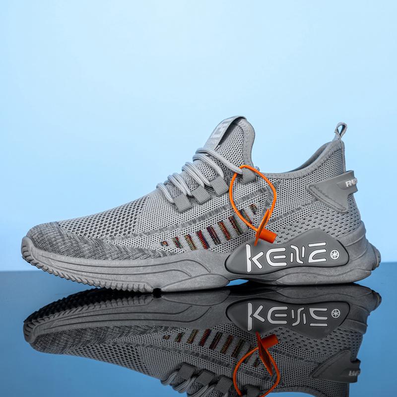 New Men 'S Simple Solid Color Flick Breathable Mesh Walking And Cycling Fitness Sports Leisure Running Shoes 39 -44 Factory Outlet