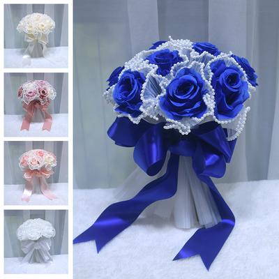 1PC Ramo de Boda Flores de Seda Realistas Regalo Mariage Novia Dama de Honor Listo para la Ceremonia Flores Artificiales para Sostener