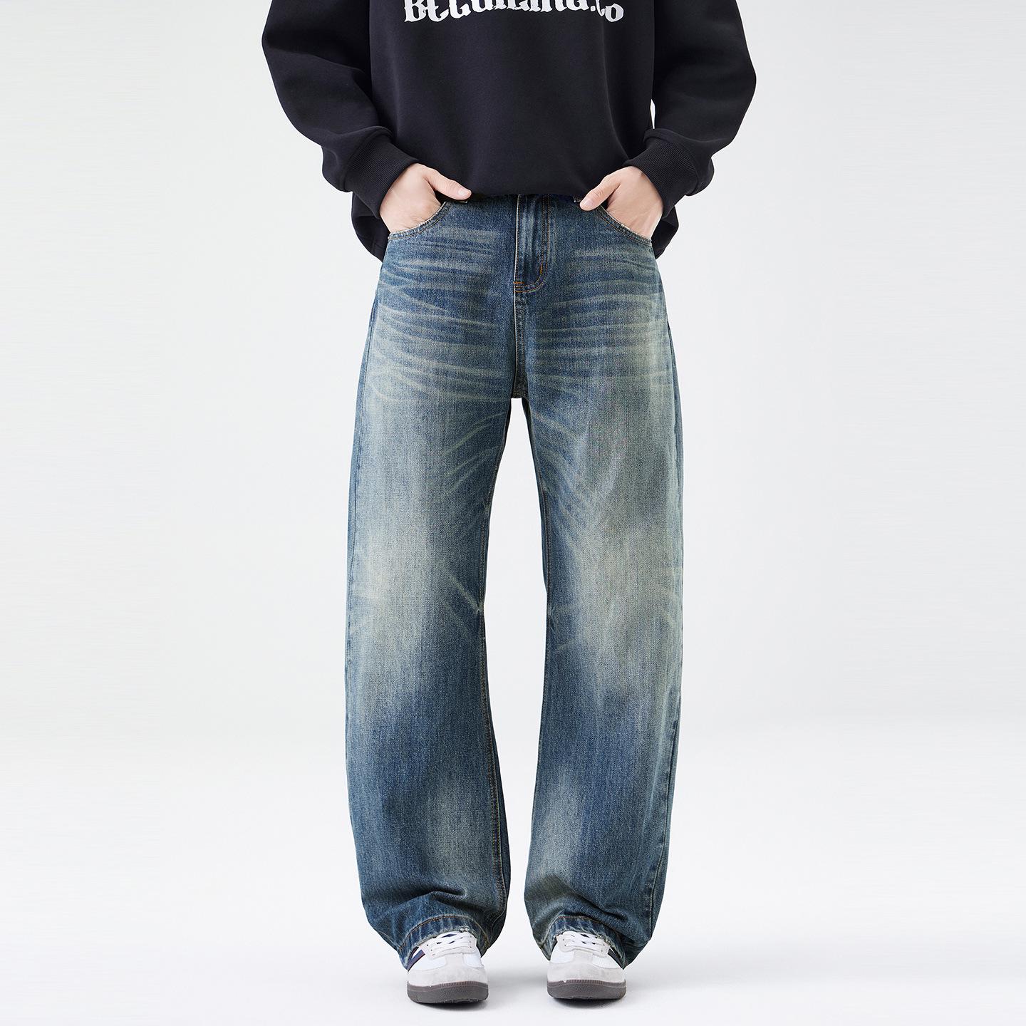 

Мужские ретро джинсы широкого кроя в стиле хай-стрит - Осенний тренд, Свободный крой, Универсальные, Повседневная одежда M