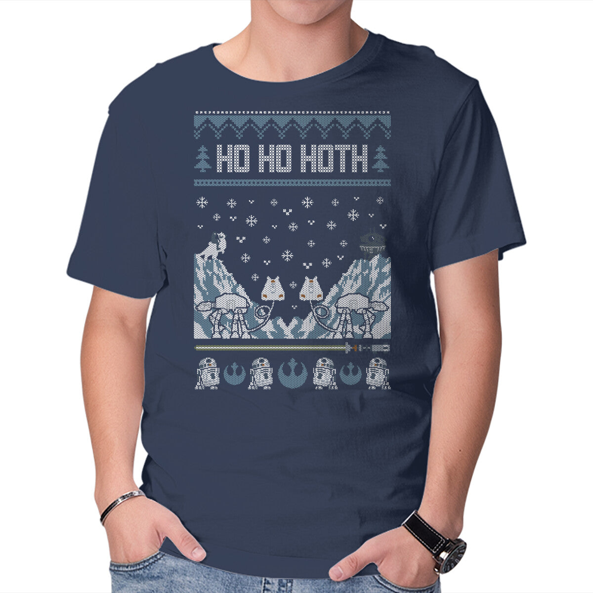 Unisex Crew Neck T-Shirt Ho Ho Hoth Graphic Short Sleeve Casual Tee L