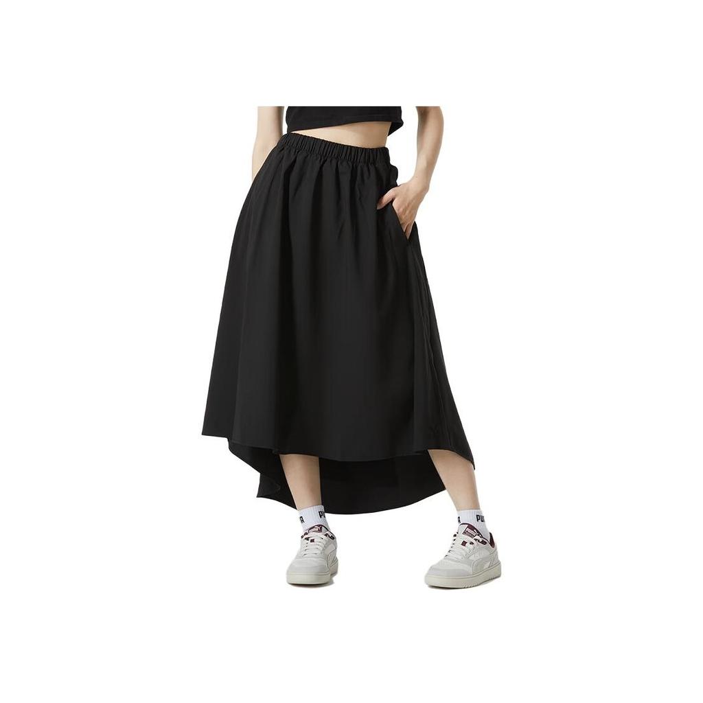 Puma Solid Color Breathable High Waist Casual Fitted Long Skirt Women skirts Black 623025-01