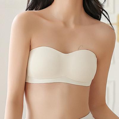 Non-marking Bottoming Anti-walking Strapless Bra Underwear Female Beauty Back Inside The Bra Fixed Cup Non-slip Wrap