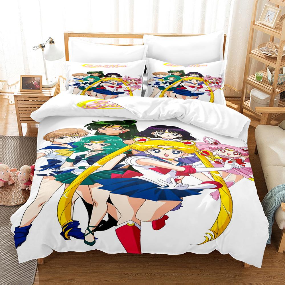 Sailor Moon Hare 3D Digital Printing Quilt Set Three-Piece Bedding