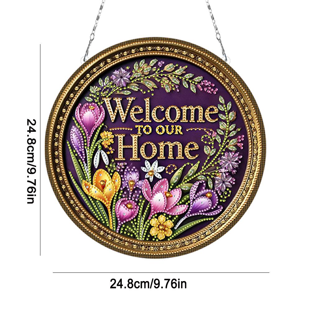 Spring Garden 5D DIY Diamond Painting Dots Pendant Diamond Painting Ornaments Diamond Painting Hanging Pendant for Wall Window