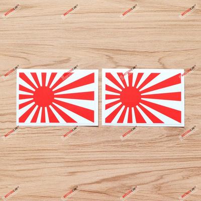 2 Stück Glänzend 4" Japanische Aufgehende Sonne Flaggen Aufkleber Auto Vinyl JDM