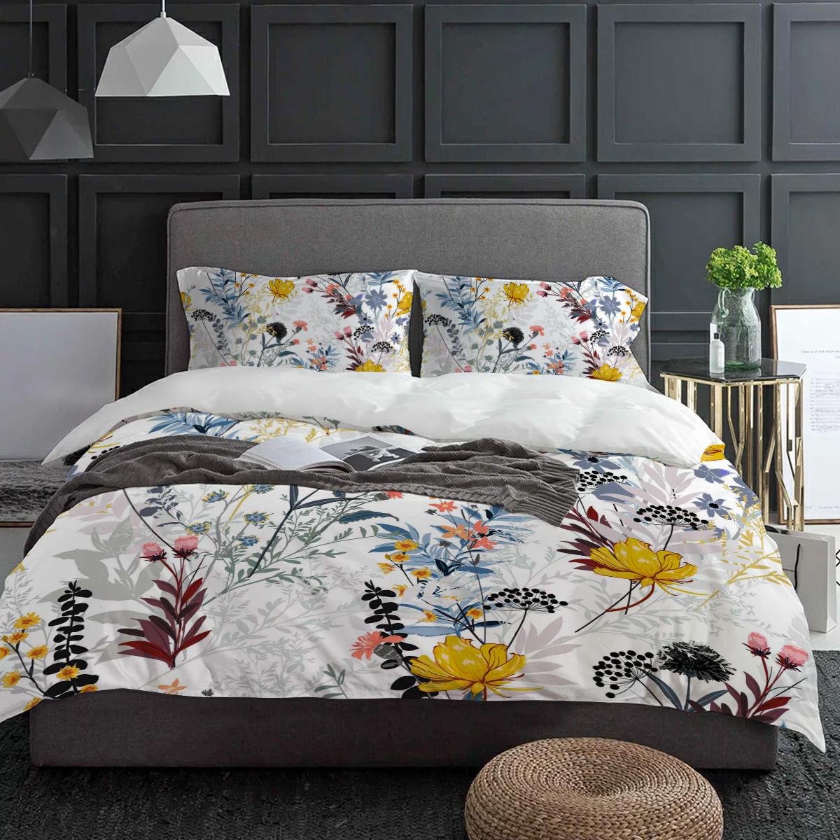 

Пододеяльник с наволочкой Листья одуванчика Цветочные растения Индивидуальное одеяло 3 предмета Постельное белье Покрывало Двуспальная кровать Домашний текстиль EU single(135x200cm)