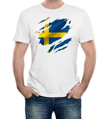 Φθαρμένη Σουηδική Σημαία Ανδρικό T-Shirt Σουηδική Στοκχόλμη Χώρα εθνικό ποδόσφαιρο