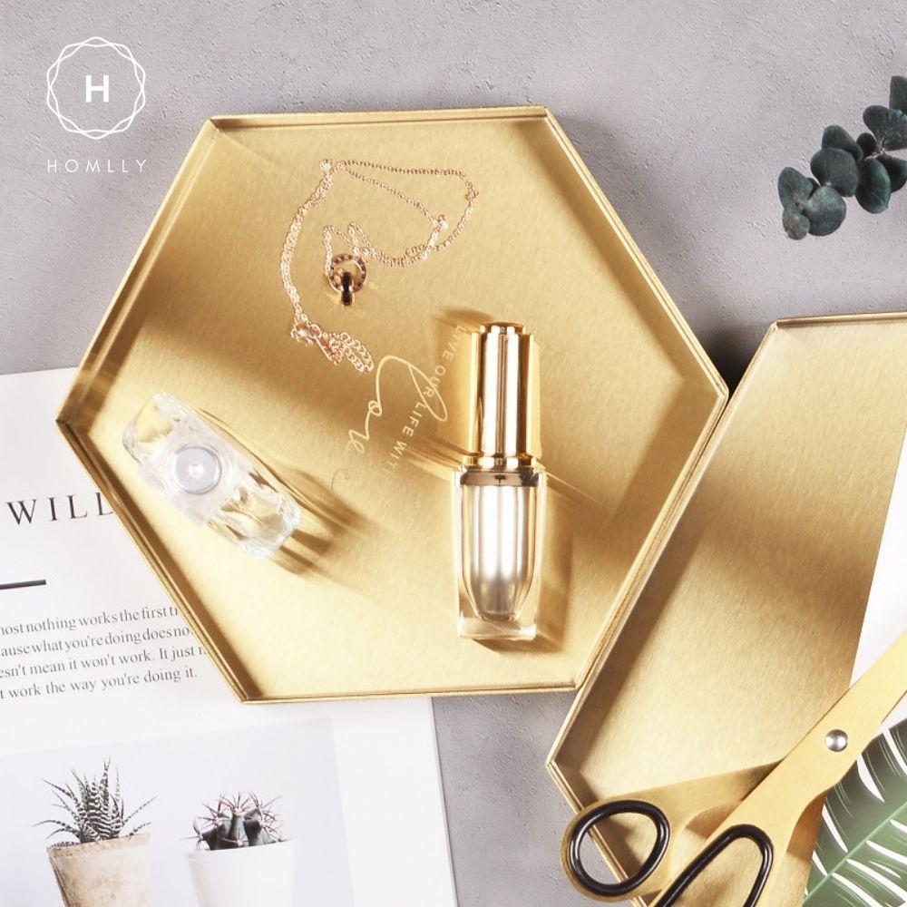 Homlly Keii Gold Geometric Stainless Steel Storage Tray