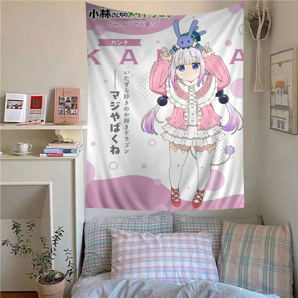 Miss Kobayashi Dragon Maid Classic Anime Printed Large Wall Tapestry Hanging Tarot Hippie Wall Rugs Dorm Home Decor