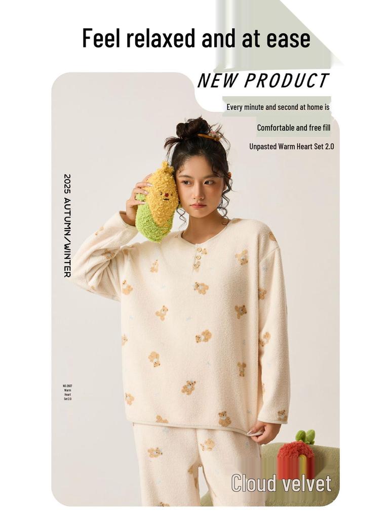 Gemütliches Cartoon Pullover Pyjama-Set für Damen - Japanischer & Koreanischer Stil, Perfekt für Zuhause oder Unterwegs
