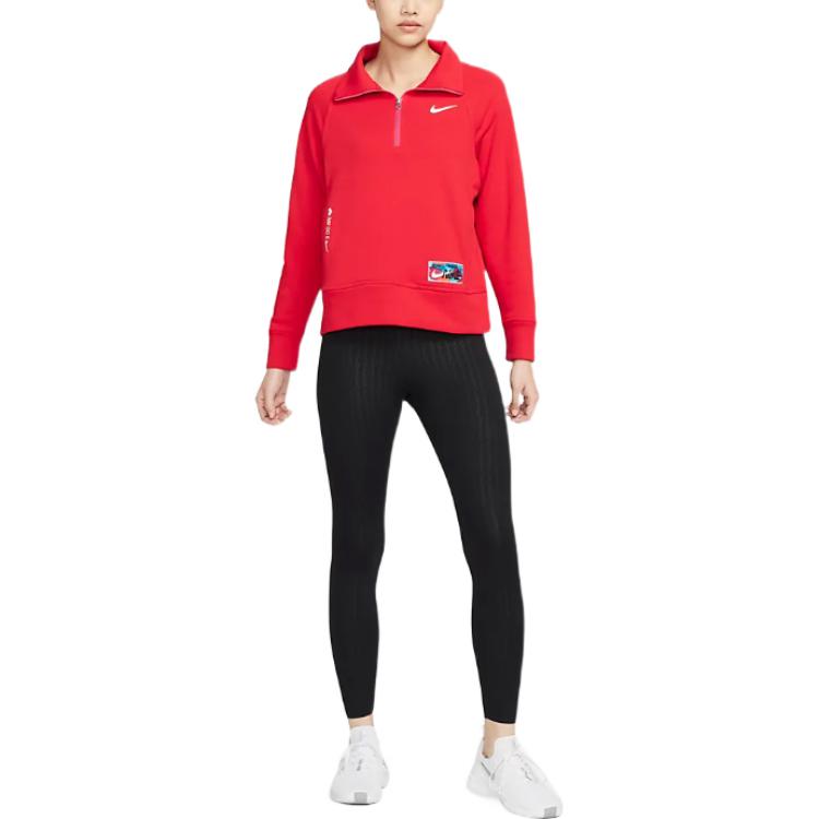 Nike CNY Collection Sweatshirts Women's Red Stand Collar Moderate Regular FD4070-657