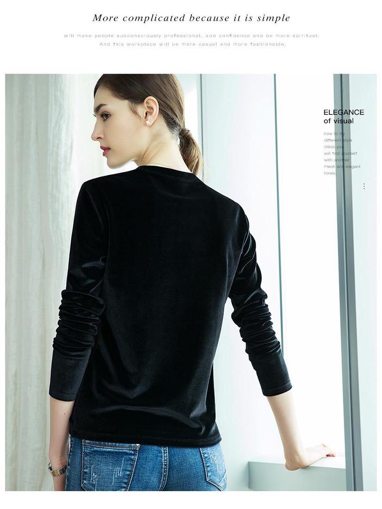 Europees & Amerikaans Goudfluweel Lange Mouw Dames T-shirt, 2025 Lente/Herfst, Koreaanse Stijl, Grote Maten, Losse Warme Top