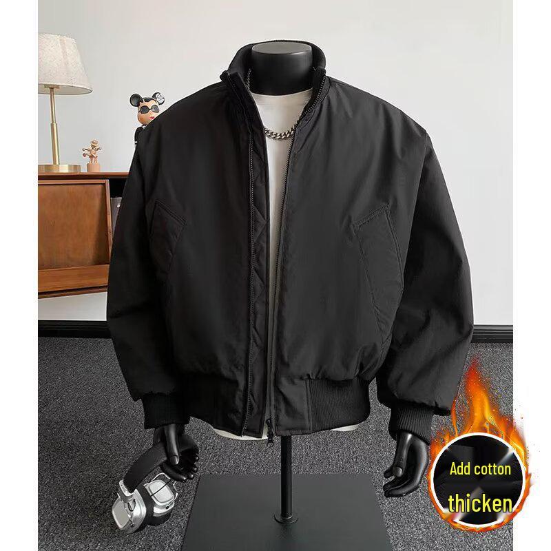 Męska Zimowa Bawełniana Kurtka Baseballowa ze Stójką - Ciepła i Wszechstronna, Luźny Krój