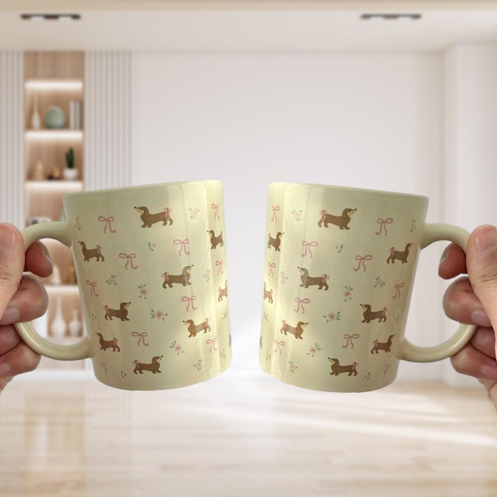 Ceramic Mug Cute Dachshund Cartoon Sausage Dog Coffee Tea Cups Home Breakfast Milk Coffee Mug Christmas Birthday Gift Cup